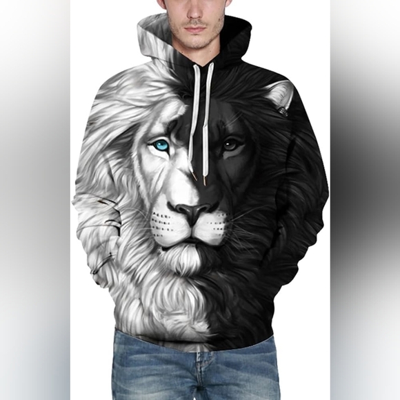 New Men's Graphic Drawstring Hoodie Sweater Multiple Sizes - Picture 5 of 6